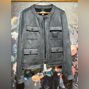 Carmen Marc Valvo Women’s Faux Suede Moto Blue Jacket